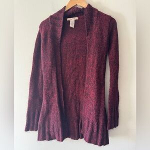 Free People Y2K Tag Burgundy Open Cardigan Sweater Mohair Wool Blend